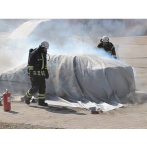 Couverture anti feu pour petites voitures, motos ou palettes avec batteries Lithium  - DIFOPE Ref. COUVAF-B5X6